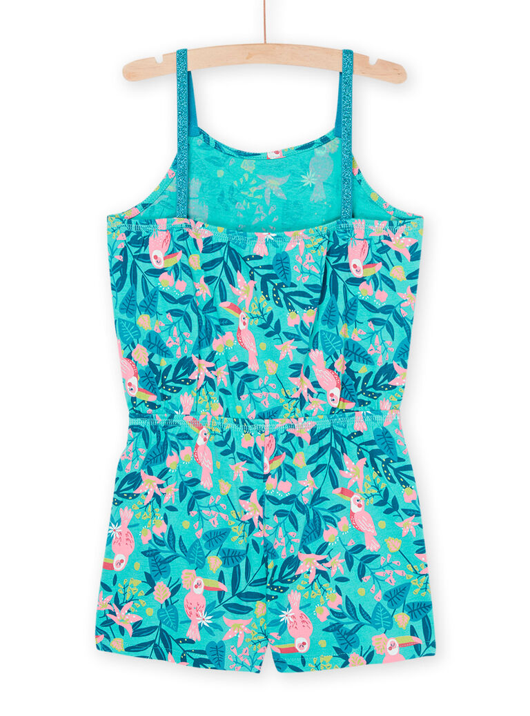 Combinaison turquoise clair à imprimé tropical