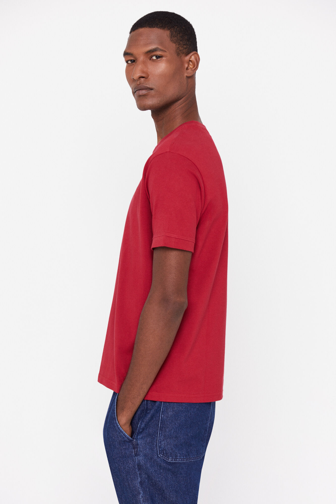 Camiseta básica de piqué - Bordô