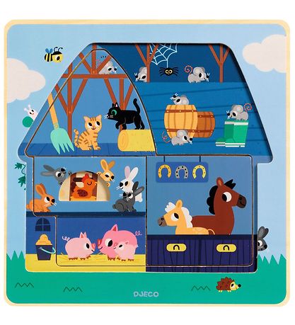 Djeco Puzzlespiel - 3-lagig - Bei Moo