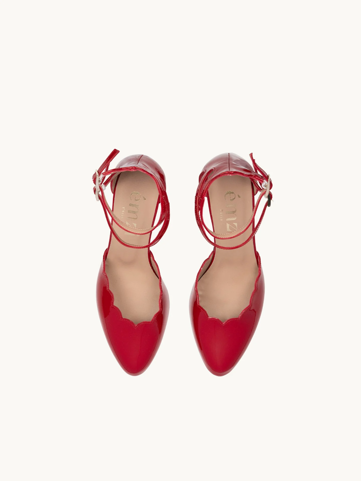 FLAVIE RED - Babies à talon en cuir verni | Rouge