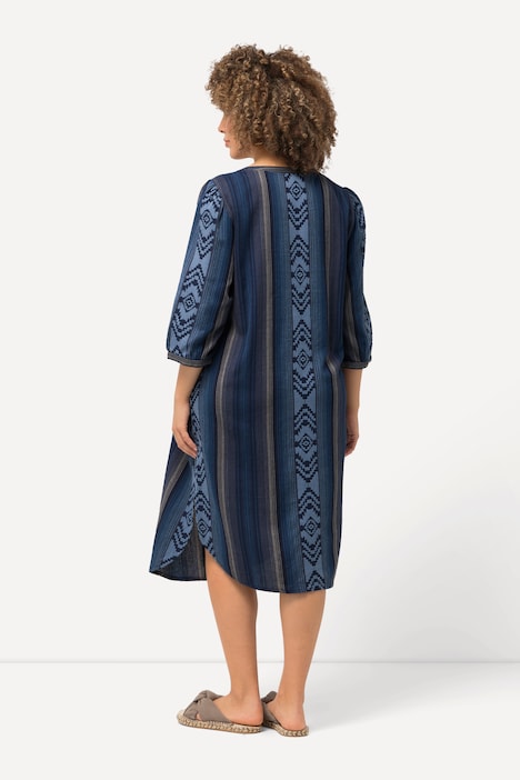 Kaftan, Musterstreifen, Oversized, V-Ausschnitt, 3/4-Arm