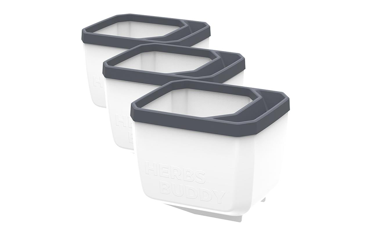 HERBS BUDDY Kräutertopf 3er Set WeissKräutertopf mit Wasserreservoir und Kippfunktion