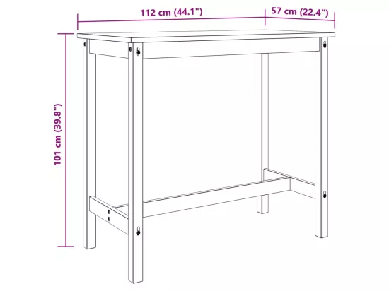 Ensemble de bar 3 pcs Blanc Bois de pin massif
