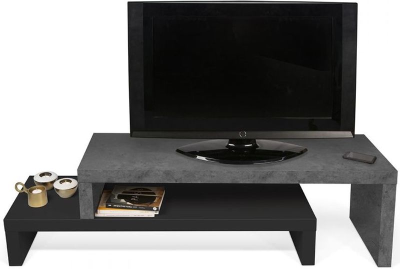 Temahom - 9000.63957 - Tv-meubel Cliff 125/235 X 38 X 20/40 C - Melamine-effect en Zwarte Lak
