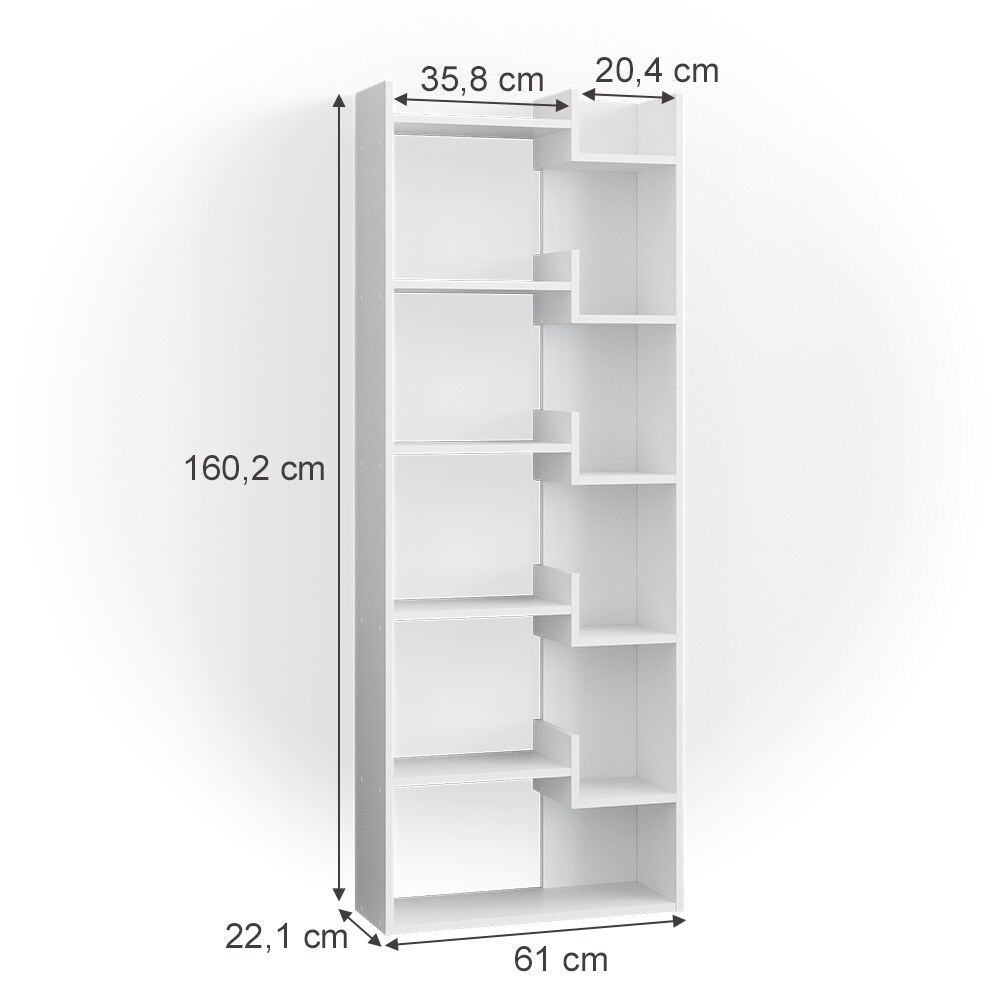 Vicco Bücherregal Raumteiler Standregal Fico Weiß 6 Etagen Wandregal Hochregal