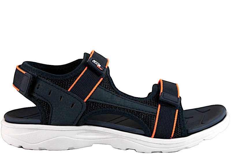 IN2 SANDAL I BLÅ TEKSTIL MED ORANGE DETALJER