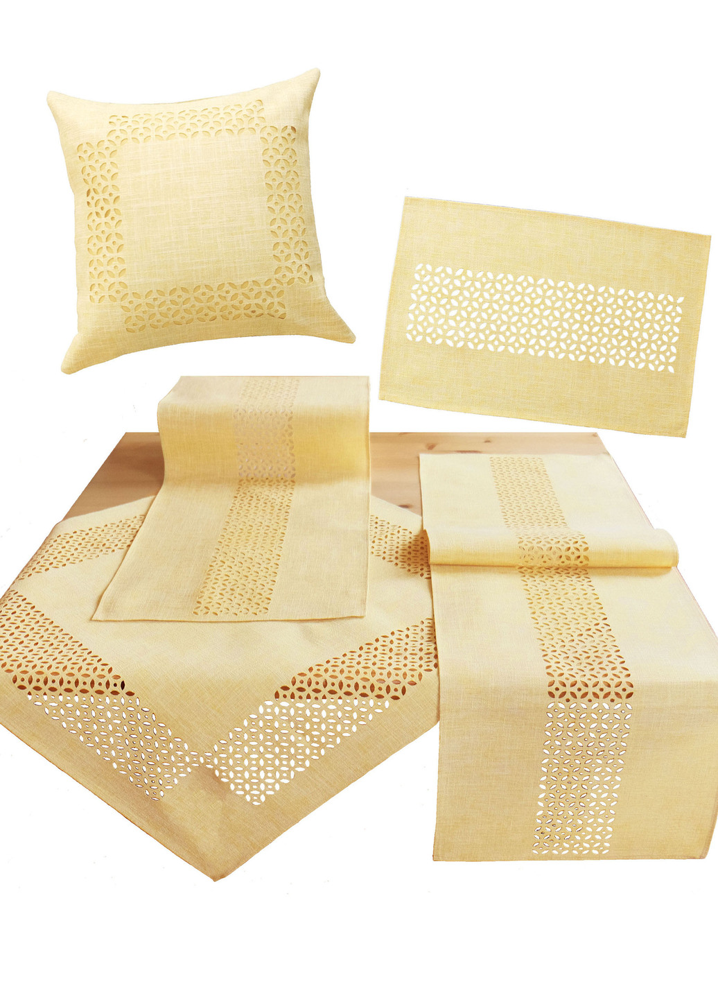 Tischdecke mit dekorativer Lochstanzung