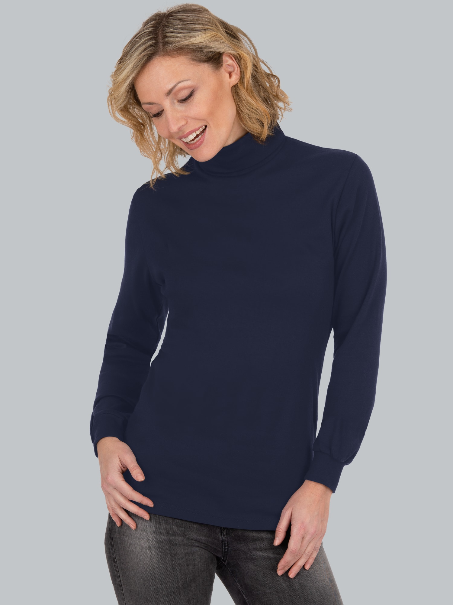 Langarm Ski/Sportrollkragenpullover Navy