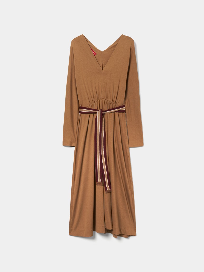 Vestido midi de malha com cinto