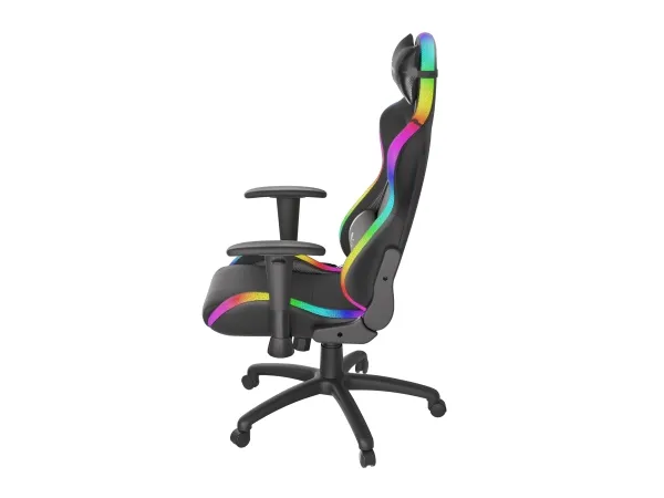 Genesis Trit 500 RGB - Stol - ergonomisk - lænestol - armstøtter - T-formet - vippe - drejeled - tekstil, PU syntetisk læder - sort