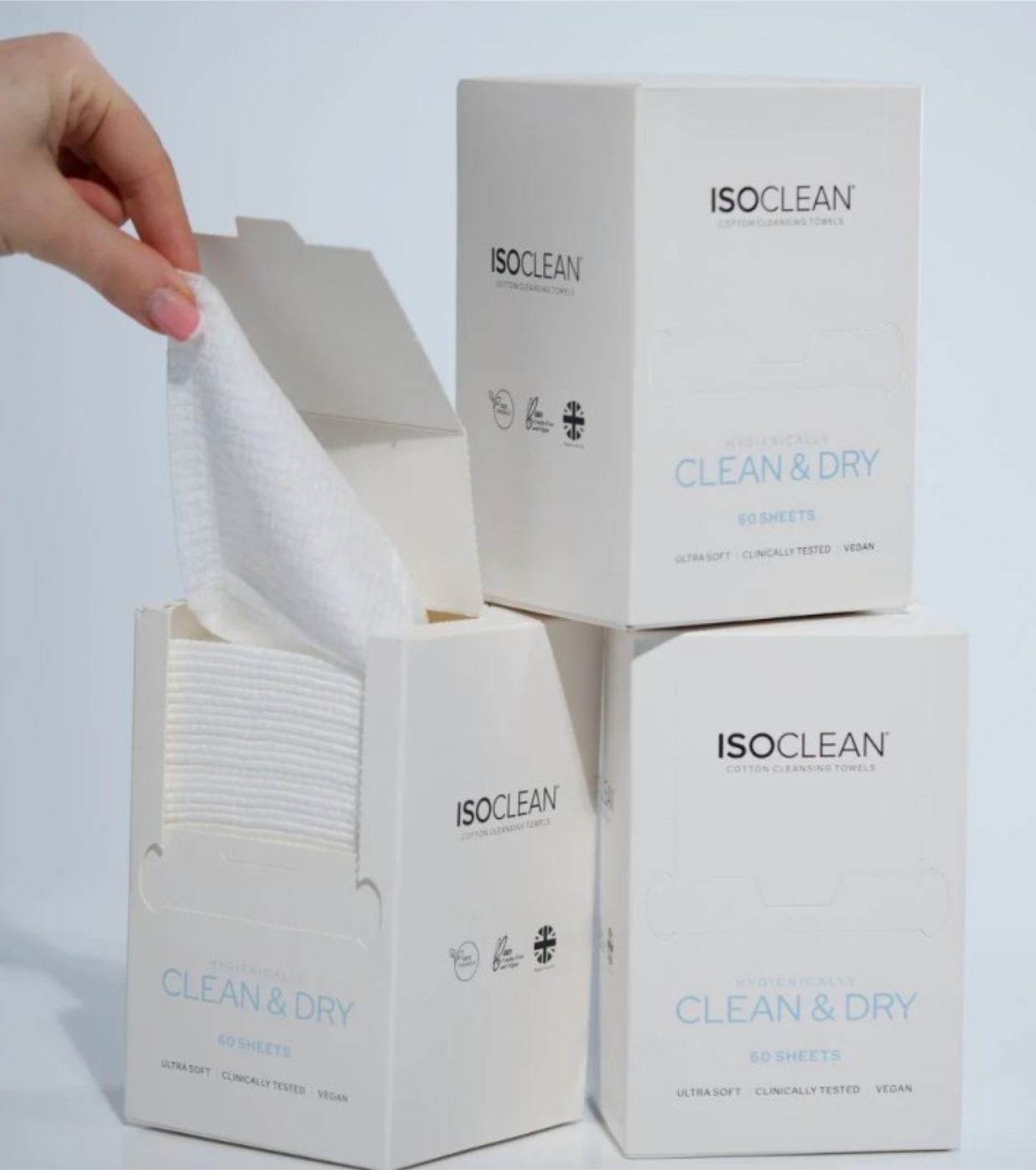 ISOCLEAN - Toalhetes descartáveis de algodão - 60 uds