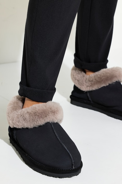 Lammfell-Schuh, Veloursleder, Lammfellfutter