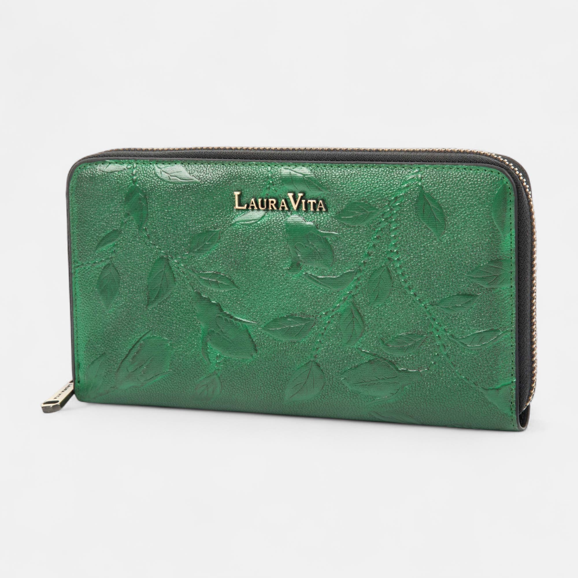 Petite maroquinerie en cuir vert