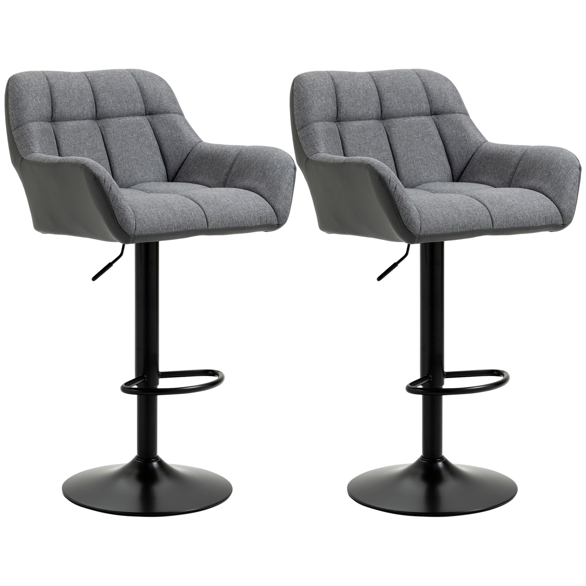 HOMCOM Barhocker mit Fußstütze grau, schwarz 57,5L x 52,5B x 93-114H cm