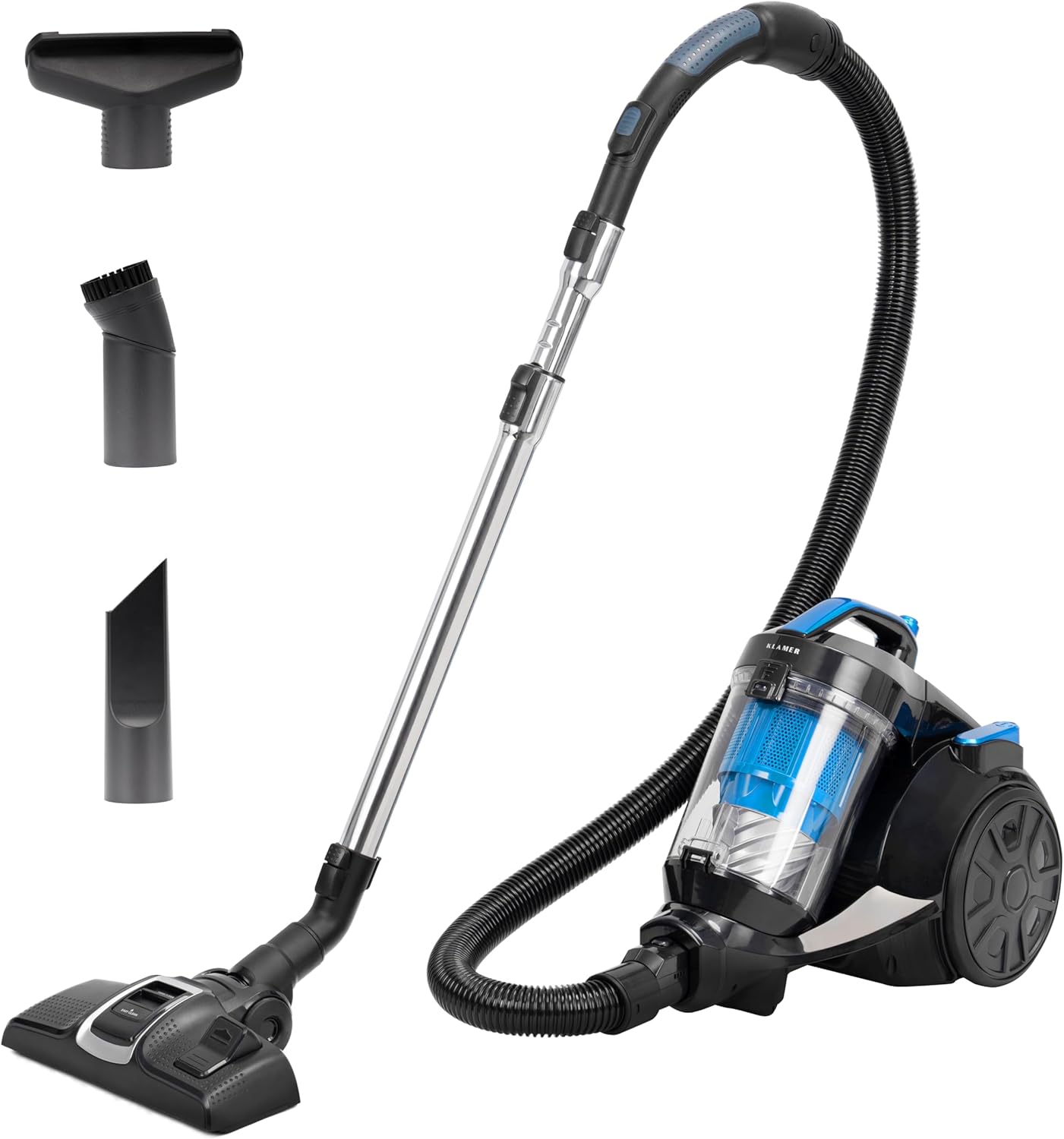 KLAMER Staubsauger Beutellos, Bodenstaubsauger ohne Beutel, Ideal für Haustierbesitzer gegen Tierhaare, 850 Watt, 9 m Aktionsradius, 3L Staubbehälter, Waschbarer Hygiene HEPA 12 Filter