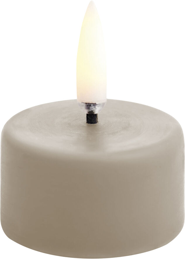 Uyuni LED tealight premium w/ screw, Sandstone wax, Smooth, 4x2,5 Sandstone