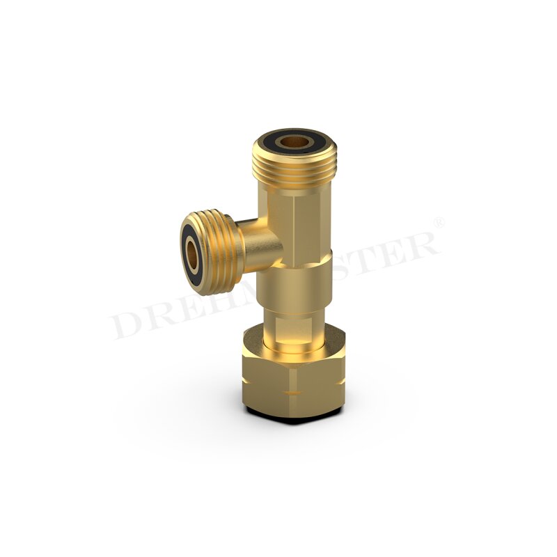 DREHMEISTER T-Stück Anschlussgewinde Kleinflasche G.12 = W21.8 x 1/14 LH