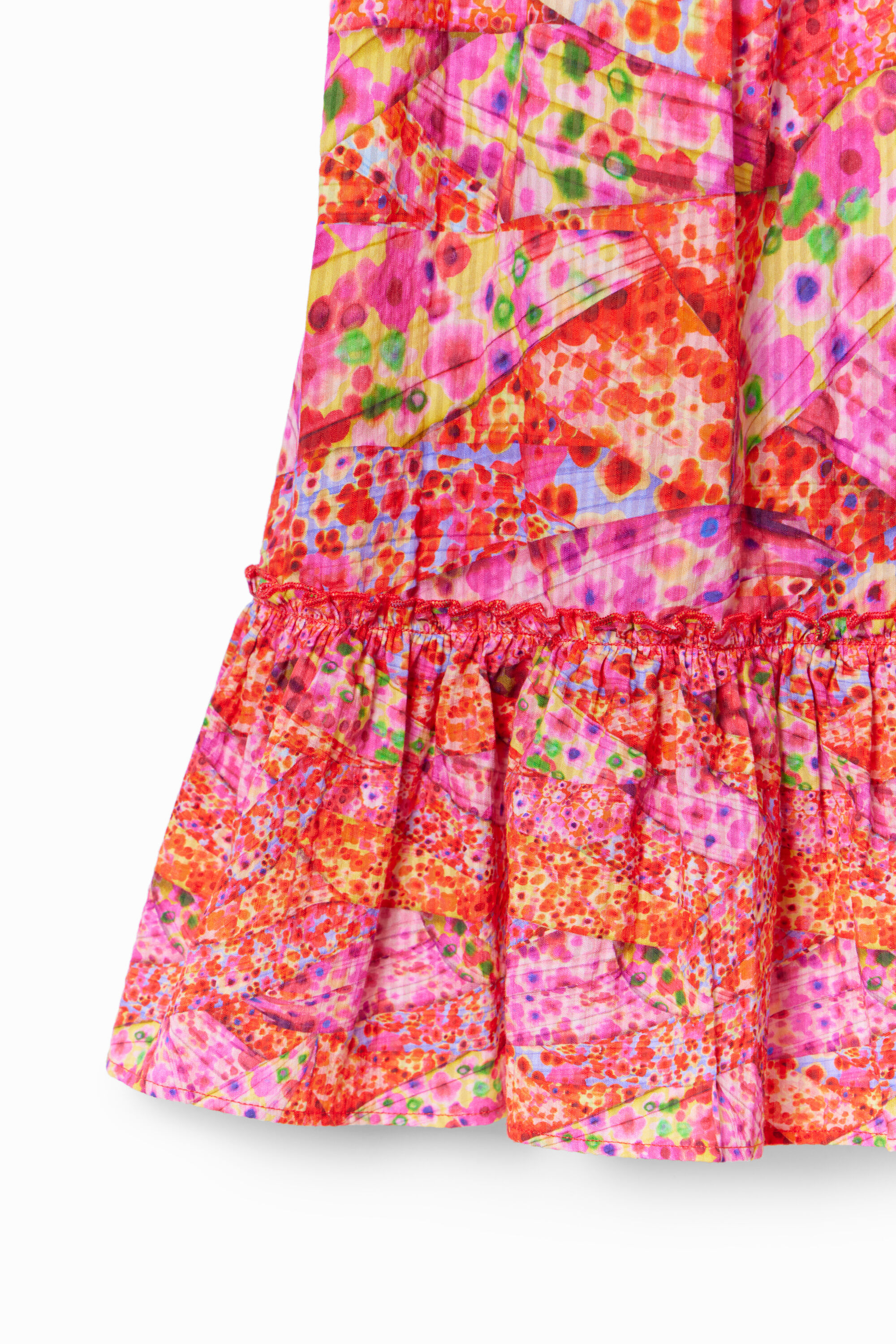 vestido floral com babados