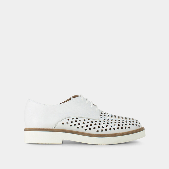 Derbies perforées  en cuir blanc
