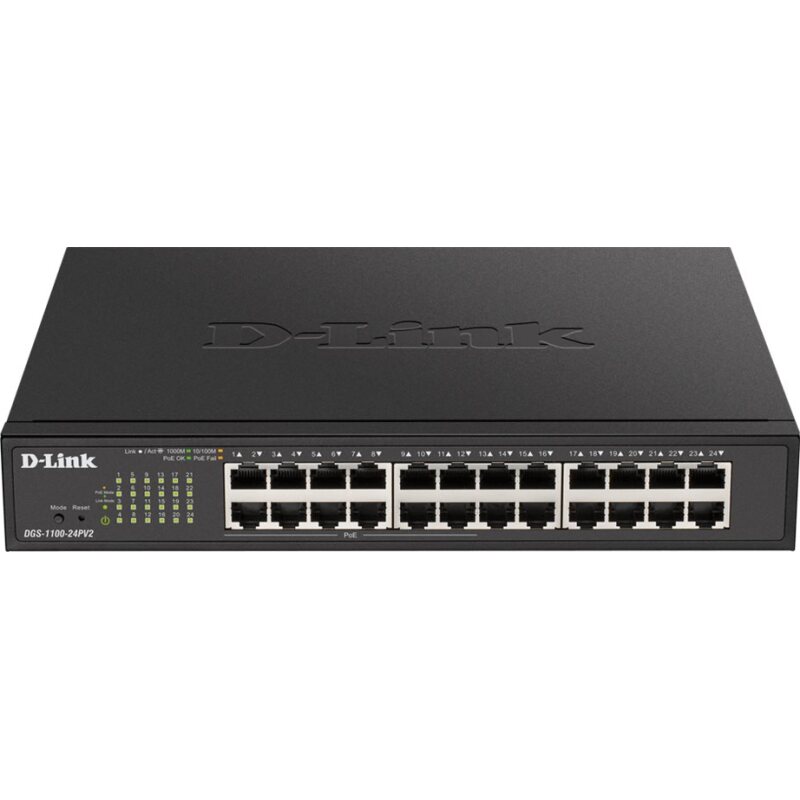 D-Link DGS-1100-24PV2 Géré L2 Gigabit Ethernet (10/100/1000) Connexion Ethernet, supportant l'alimentation via ce port (PoE) Noir