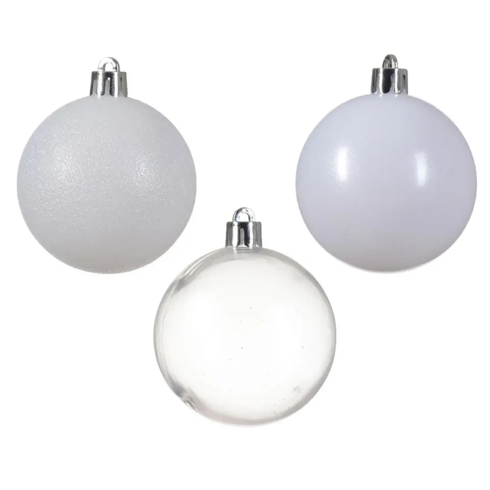 Decoris kunststof kerstballen - 25x stuks - 8 cm -wit