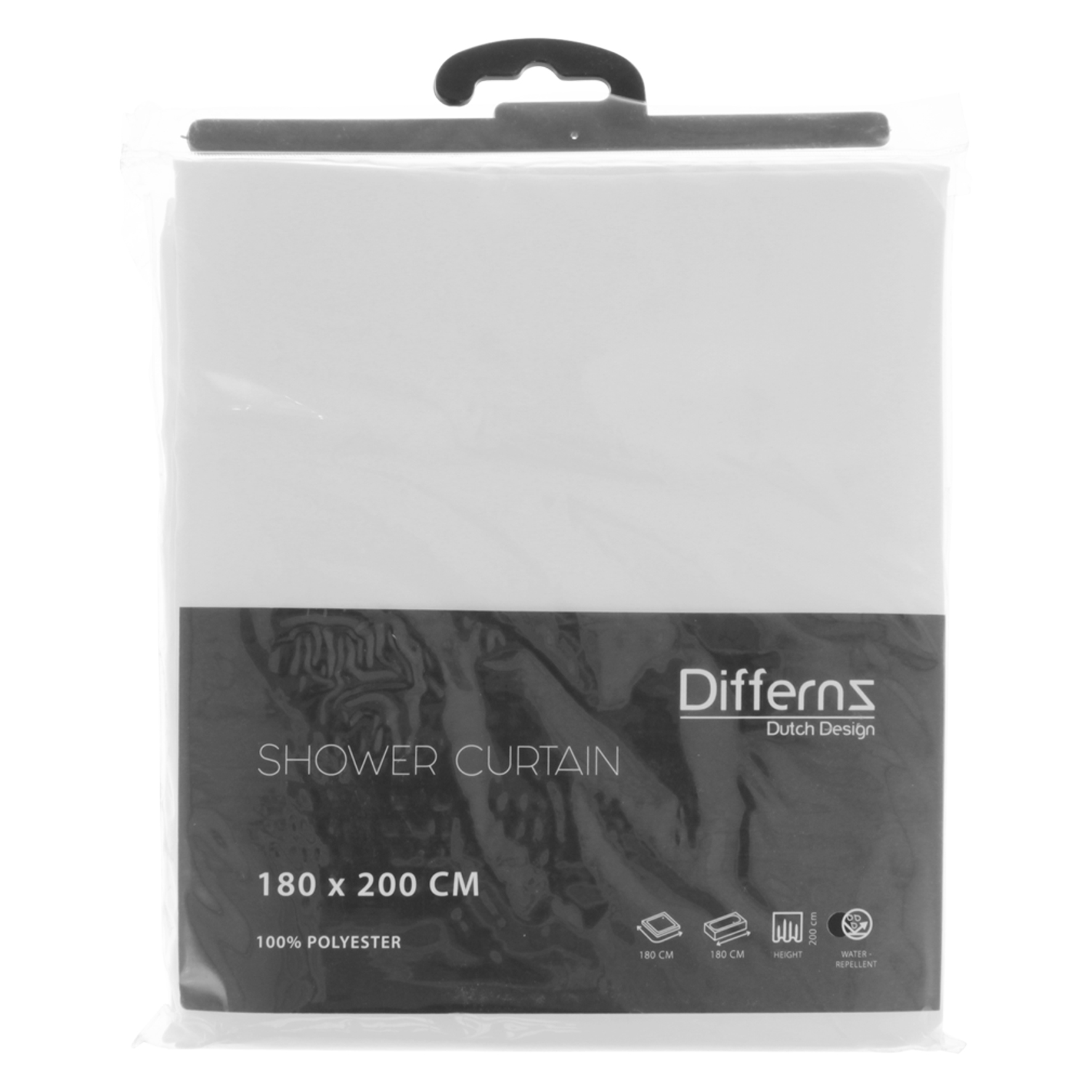 Differnz Color douchegordijn polyester 180x200cm wit
