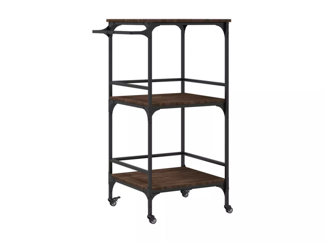 Chariot de cuisine chêne marron 60,5x50x105cm bois d'ingénierie