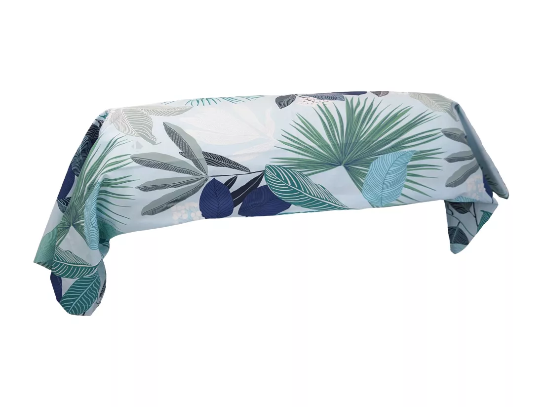 Taie de traversin 200x43 cm percale de coton MOOREA PACIFIC bleu/vert
