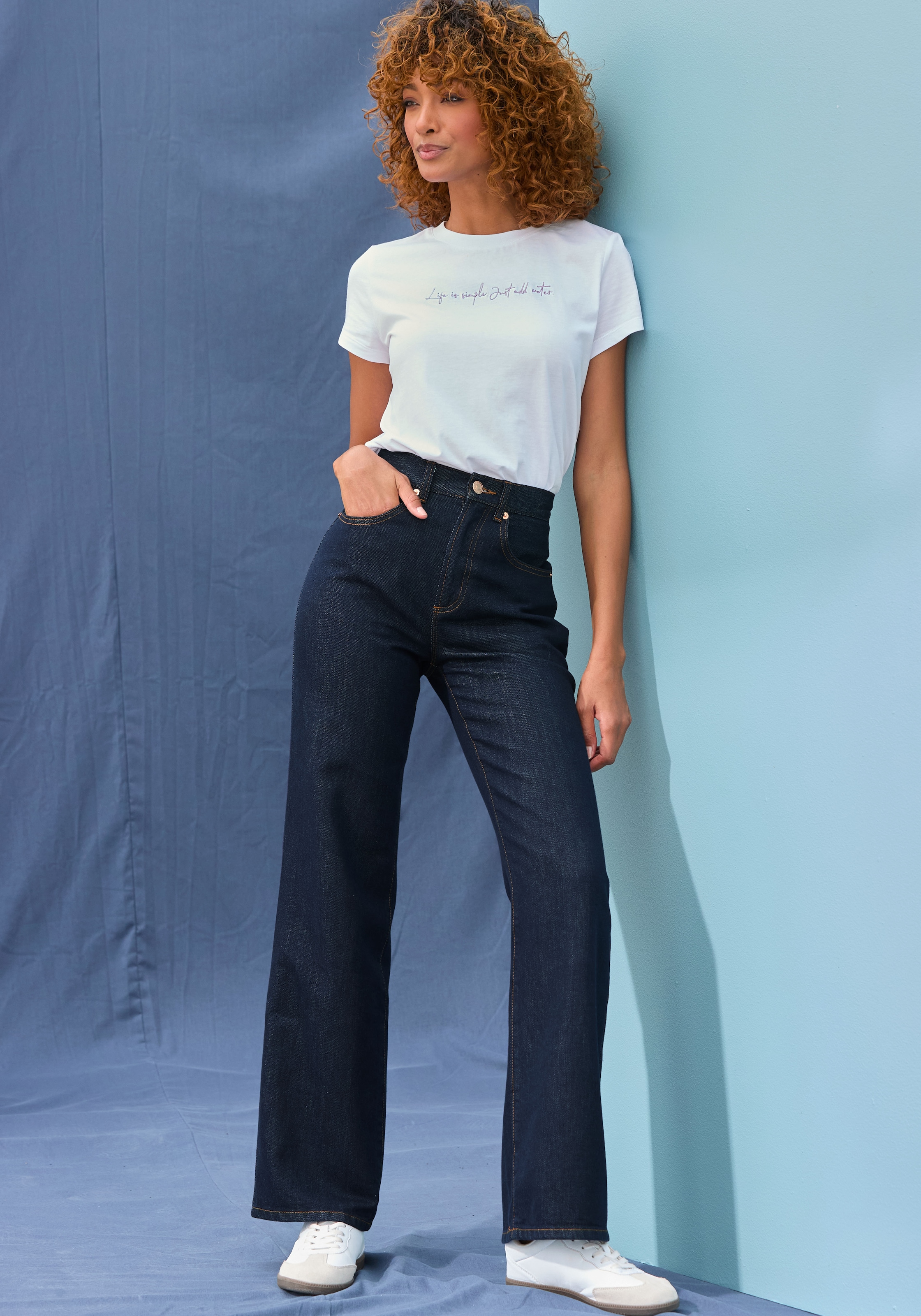 LASCANA Weite Jeans , mit hohem Bund und 5-Pocket-Style, Wide-Leg Jeans