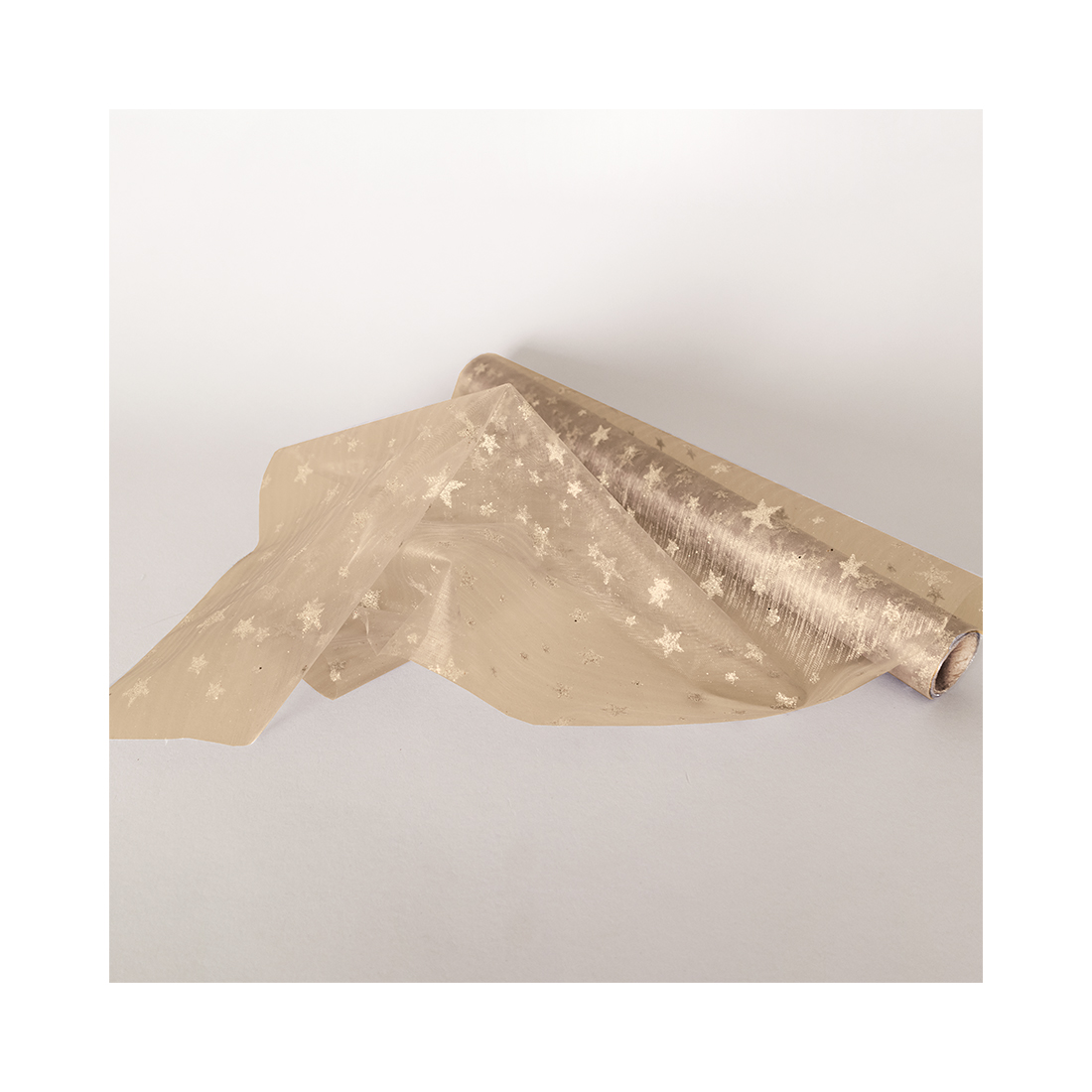 dameco Dekostoff Organza gold + goldige Sterne 3m x 30cm