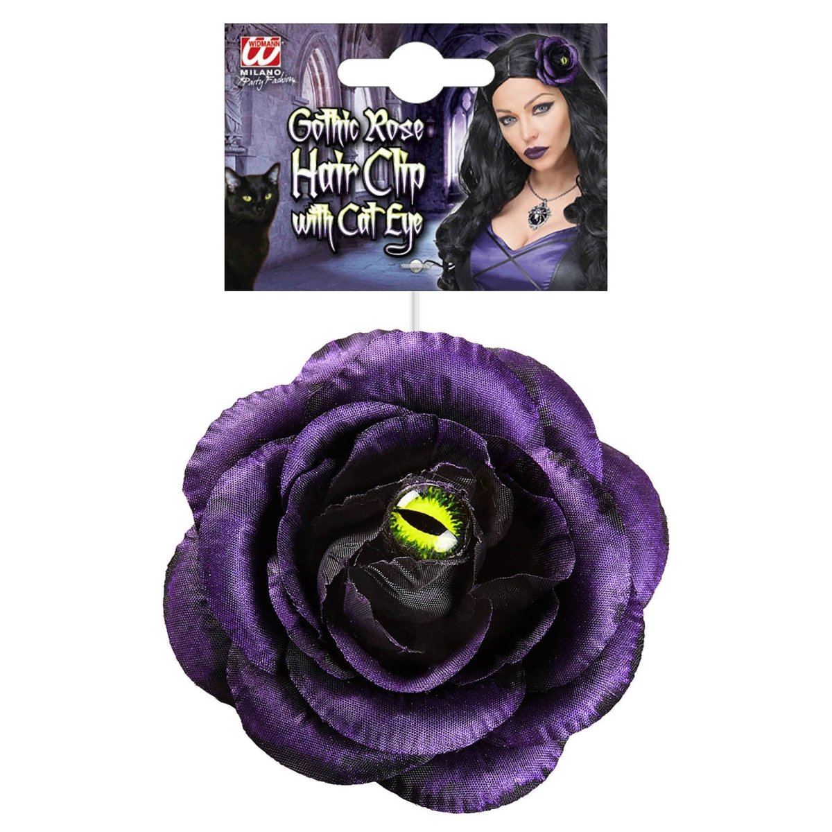 Halloween Haarclip Paars Roos Met Kattenoog