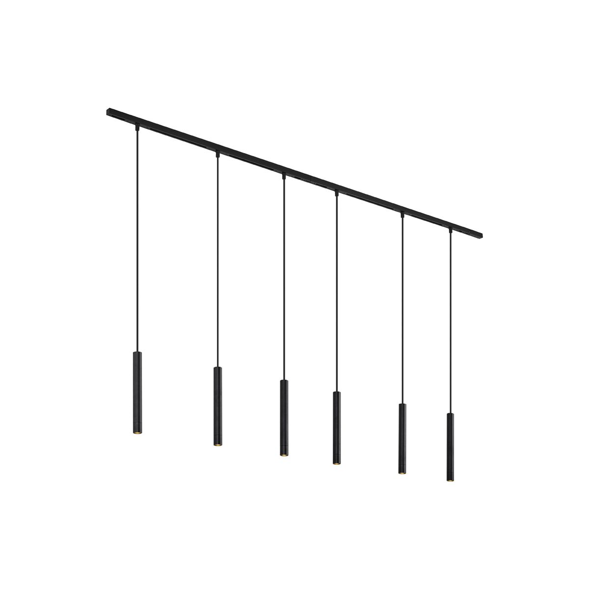 Modern railsysteem met 6 hanglampen zwart 1-fase - Slimline Keno