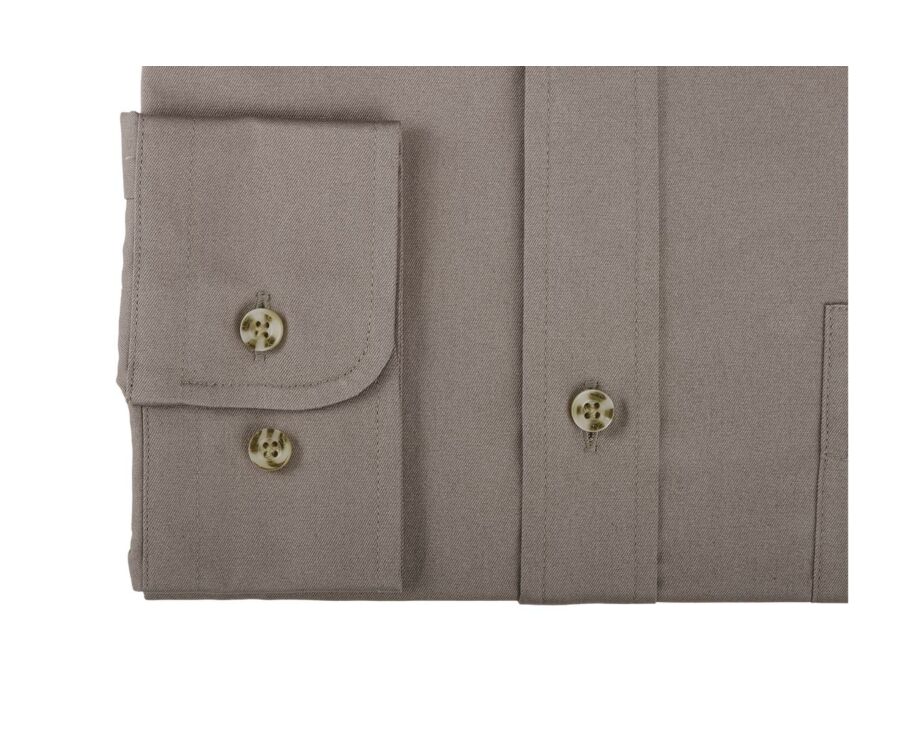 Chemise taupe 100% coton - Col américain - ALVIN