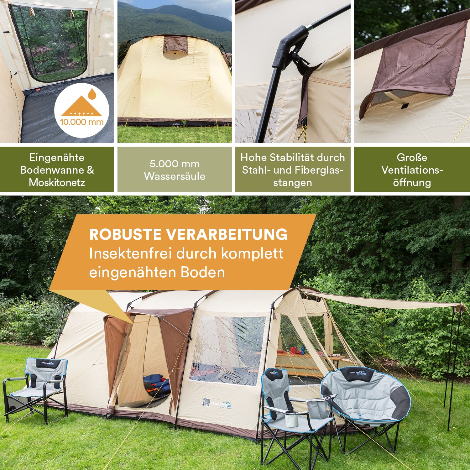 Skandika Nordland 4 beige Tunneltent