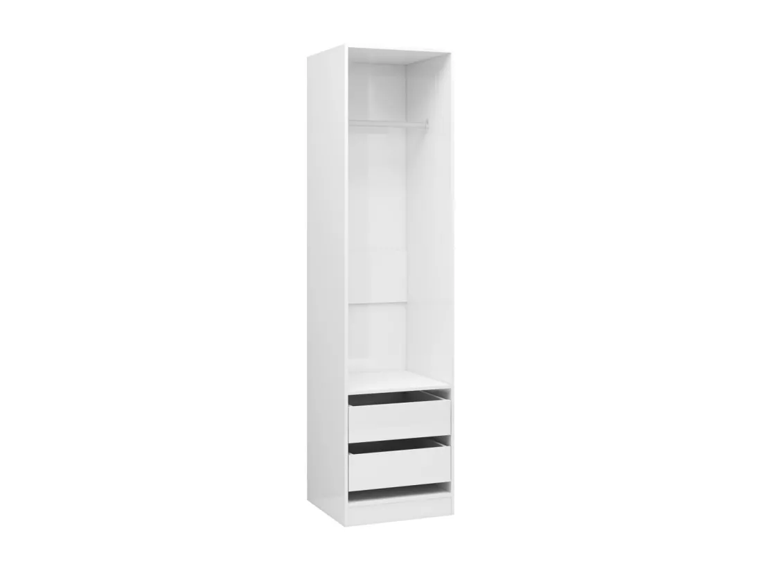 Garde-robe avec tiroirs Blanc brillant Bois d'ingénierie