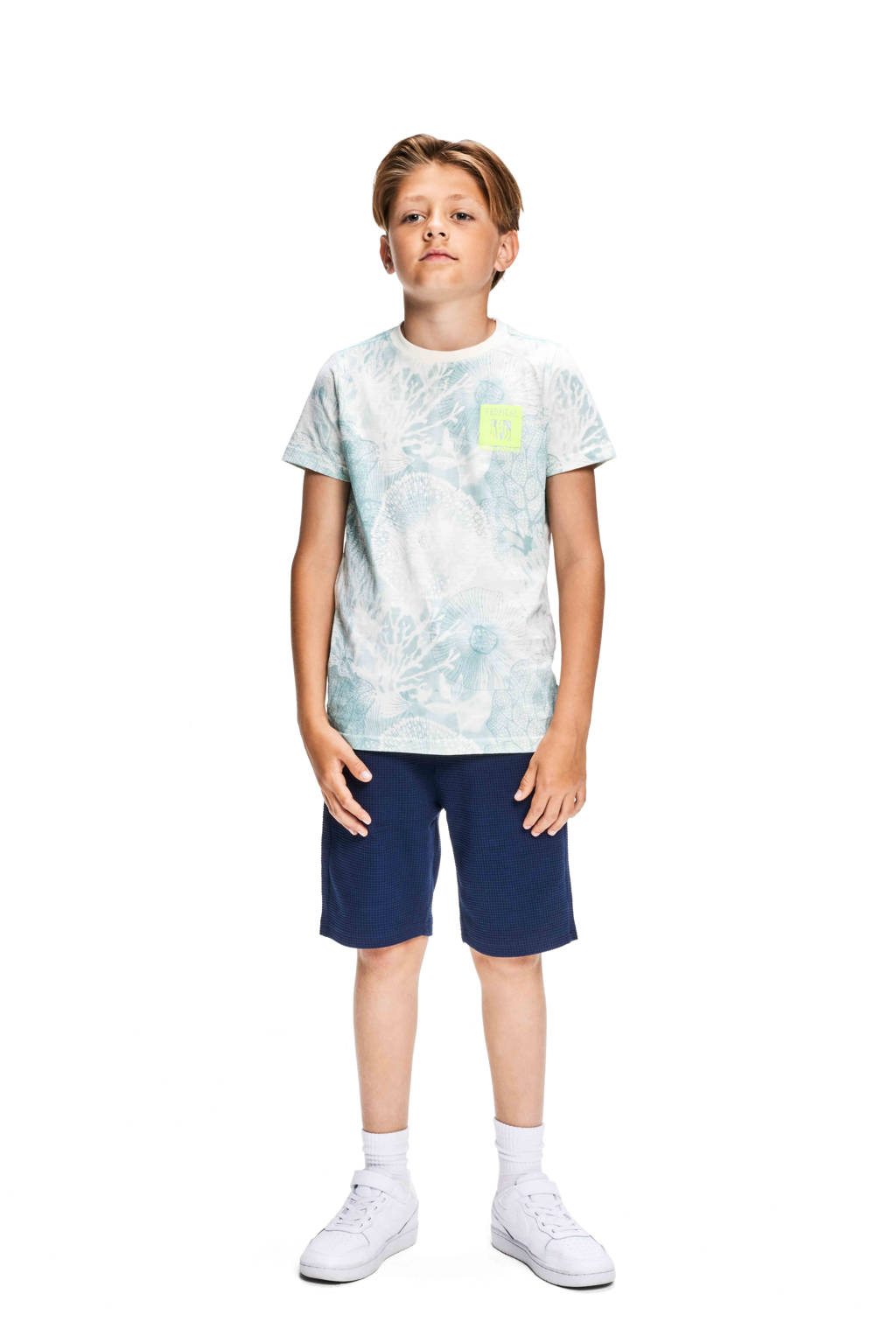 Retour Jeans T-shirt Max met all over print groen/ecru