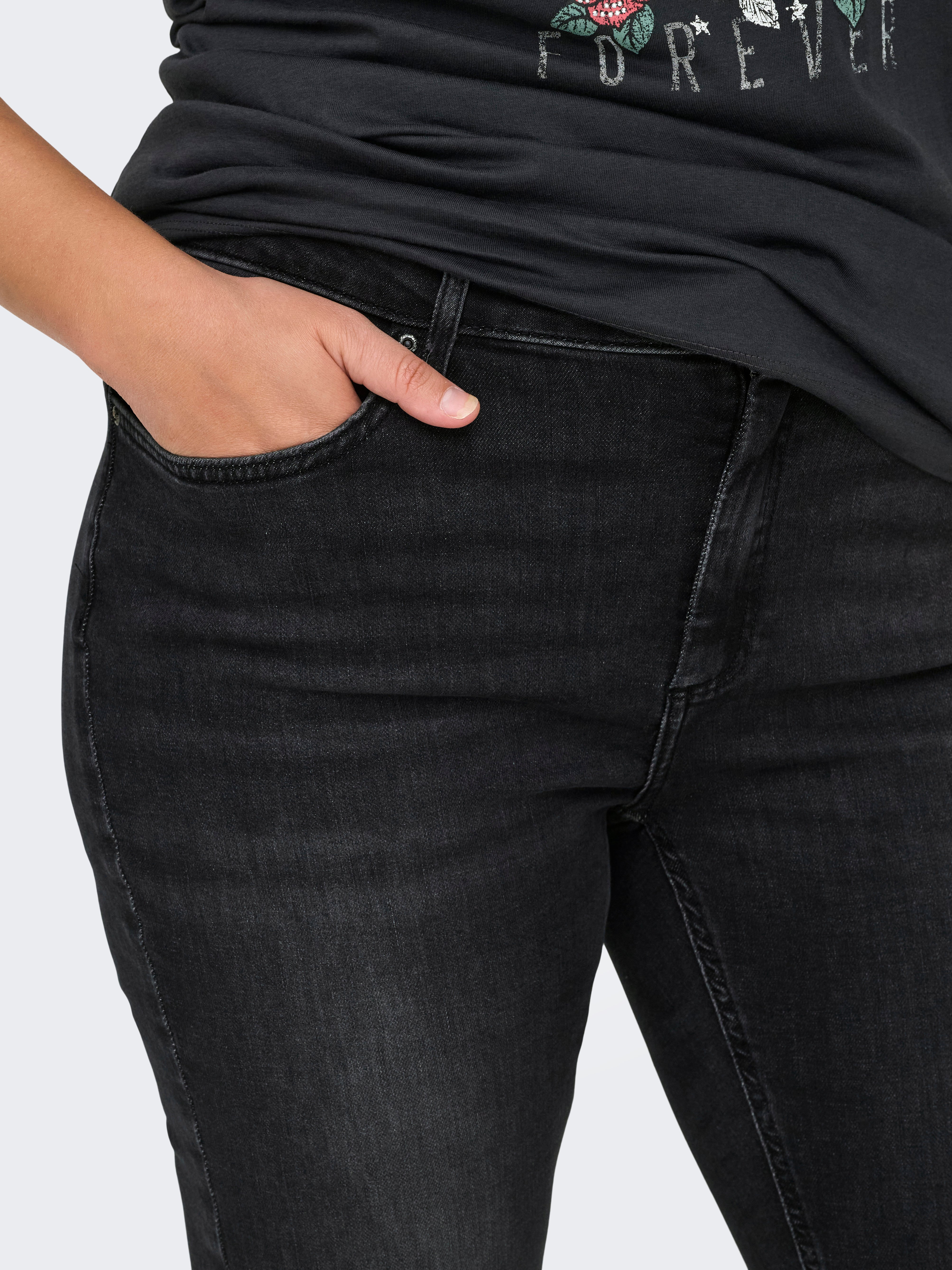 CARWILLY Mittlere Taille Skinny Fit Jeans Washed Black