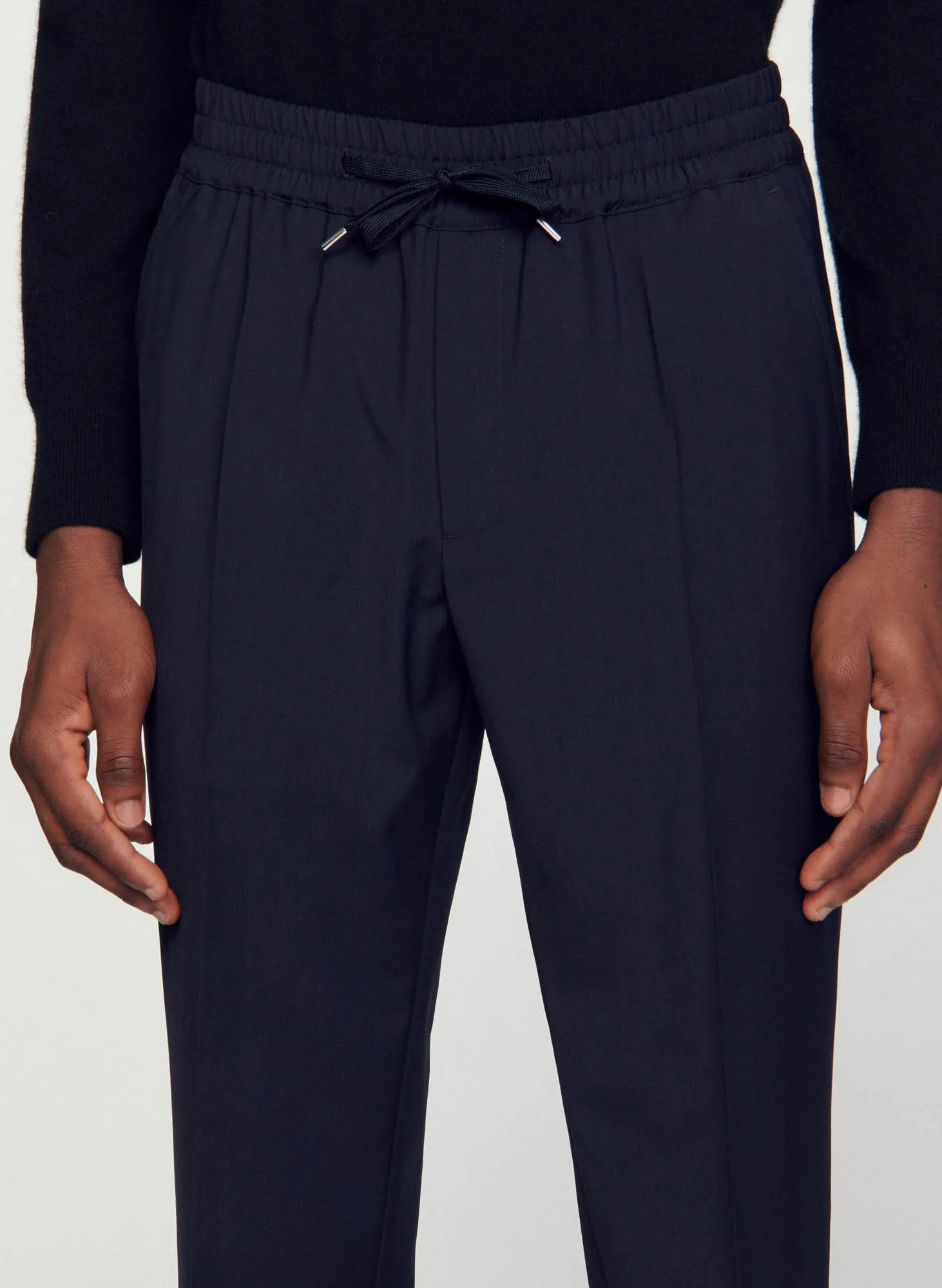 Pantalon droit élastiqué | Bleu