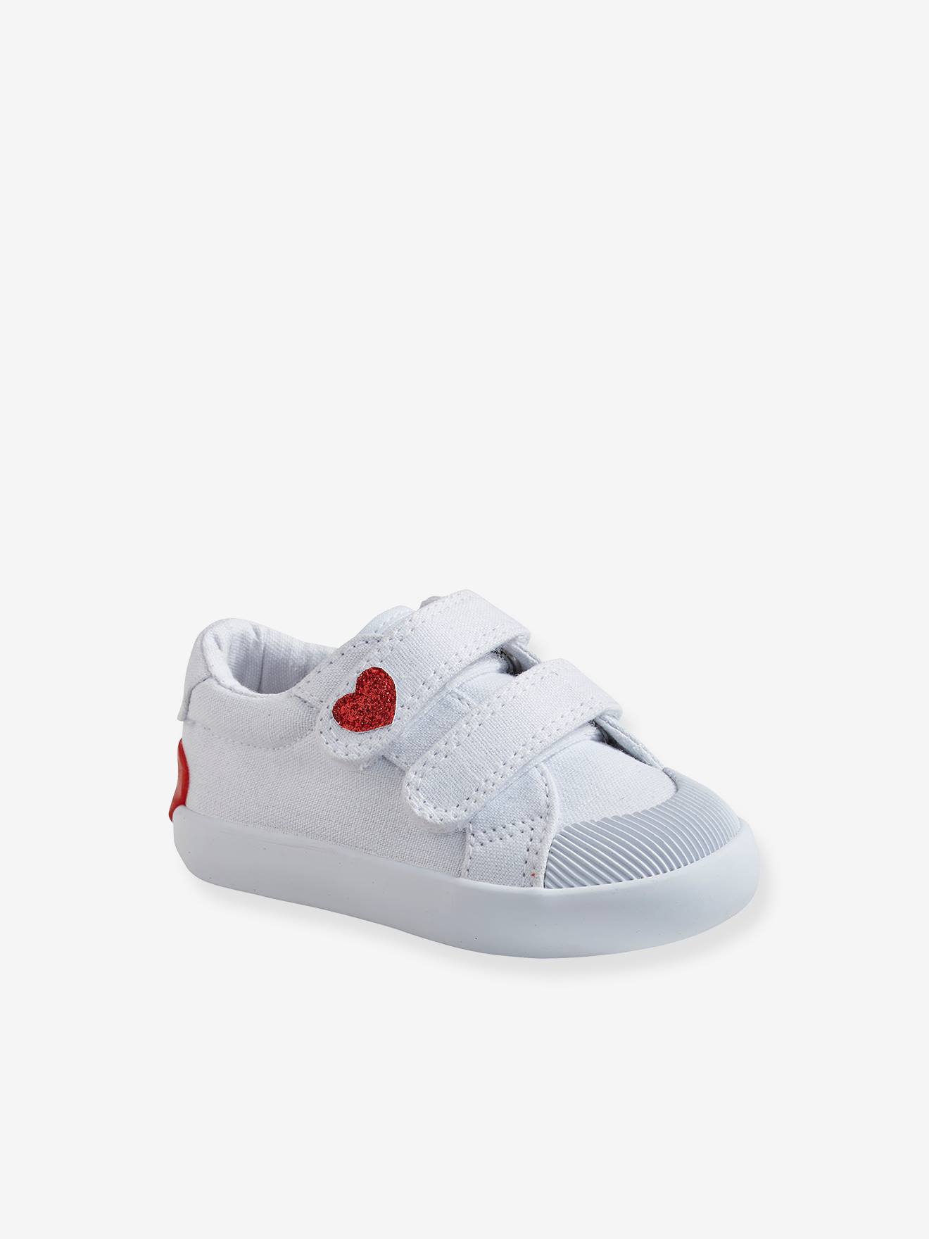Tênis de lona com tiras autoadesivas para bebês meninas, multicoloridos