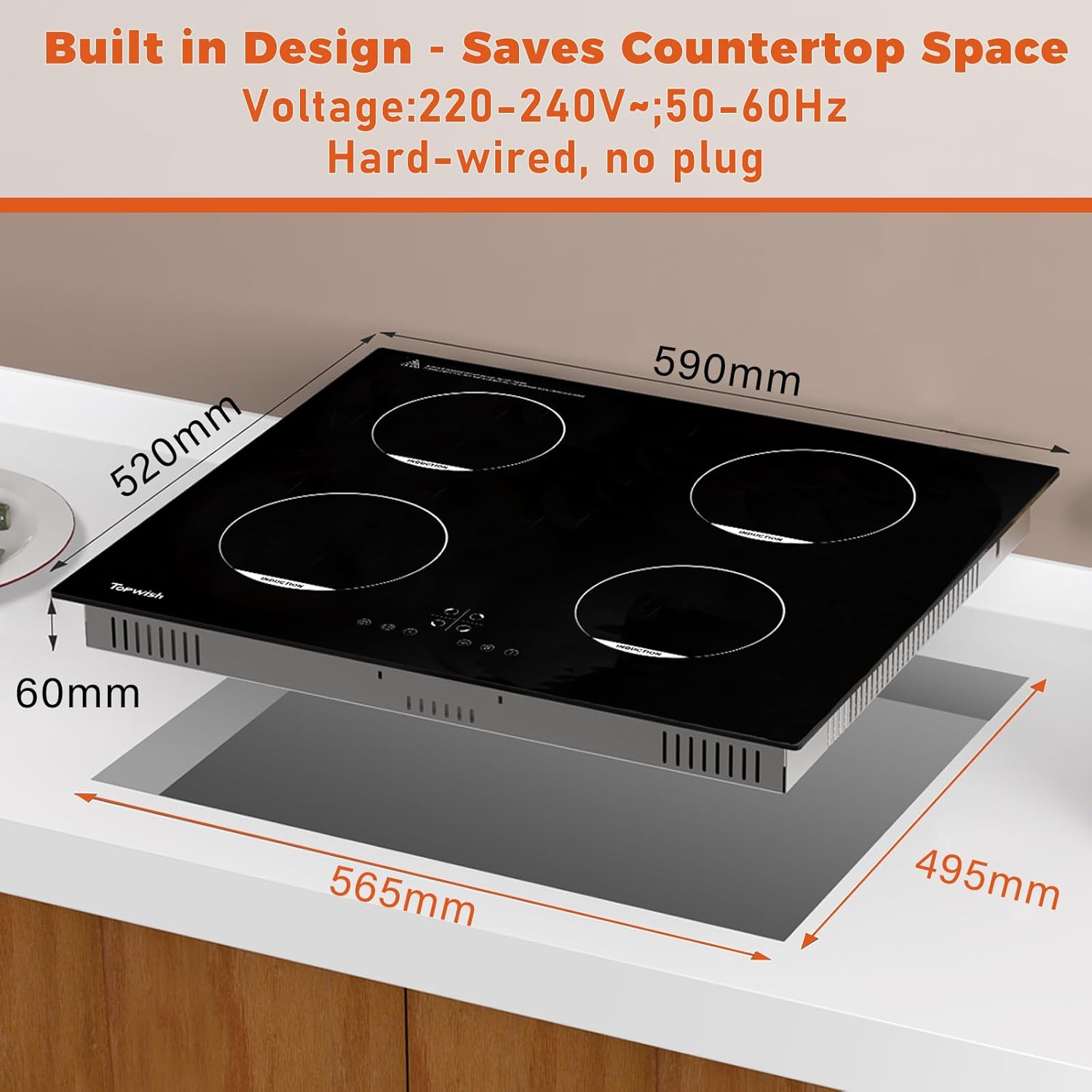 Induktionskochfeld,Induktionskochfeld 4 flammig,Induktionsherd 60 cm,4 Zonen Induktion Herdplatte,Induktionskochplatte mit Kindersicherung,Boost-Funktion,Touchsteuerung,Restwärmeanzeige,Timer