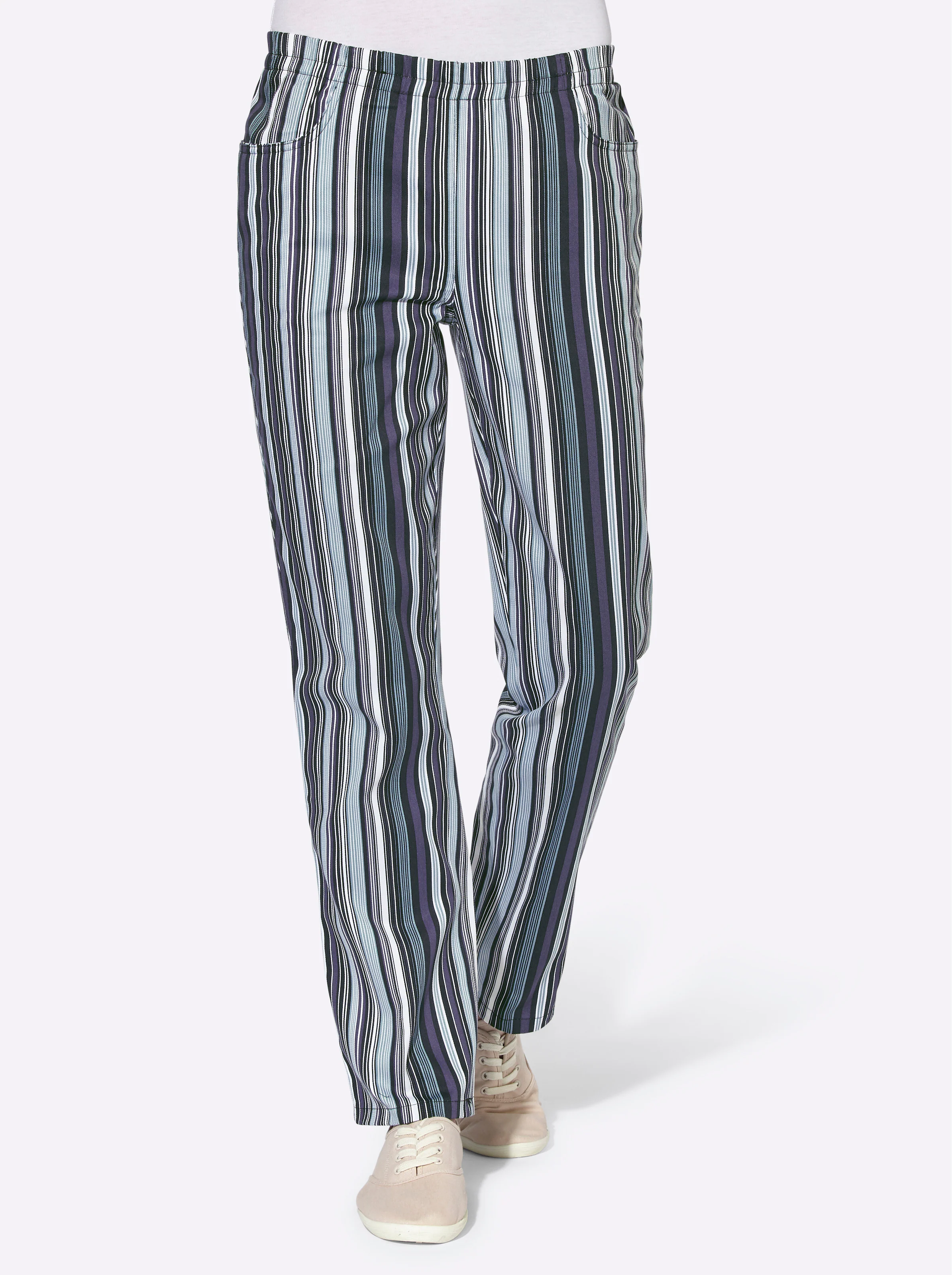 Schlupfhose in schwarz-gestreift