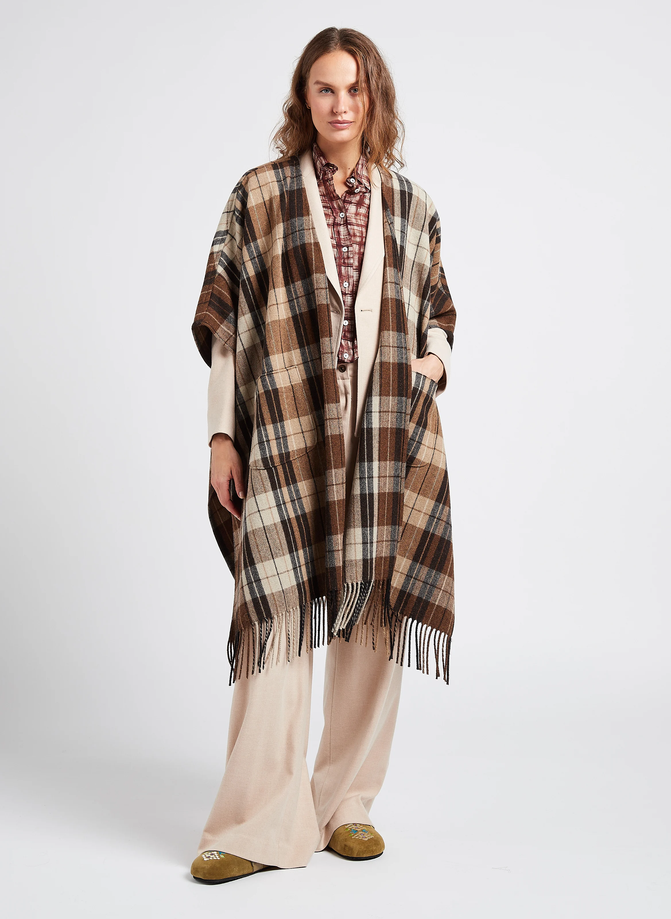 CEZA - Chemise col classique imprimée en coton mélangé | Rouge