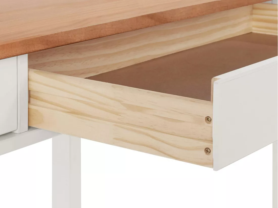 Gava | Bureau 2 tiroirs en pin blanc et nature