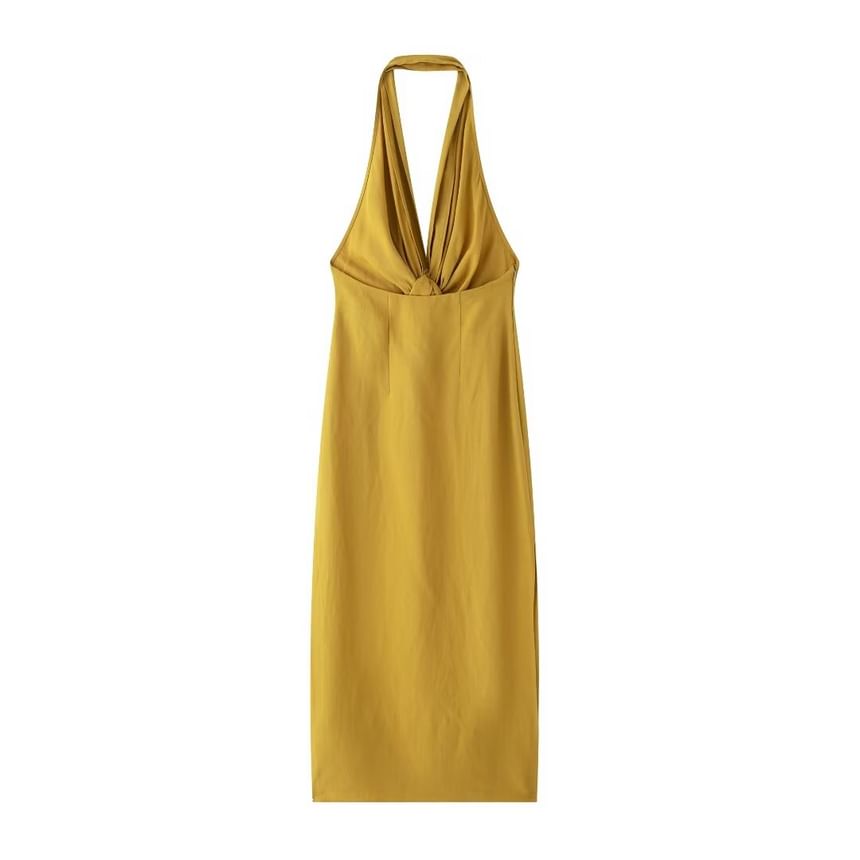 Asaiyoyo - Halter Effen Maxi Schede Jurk