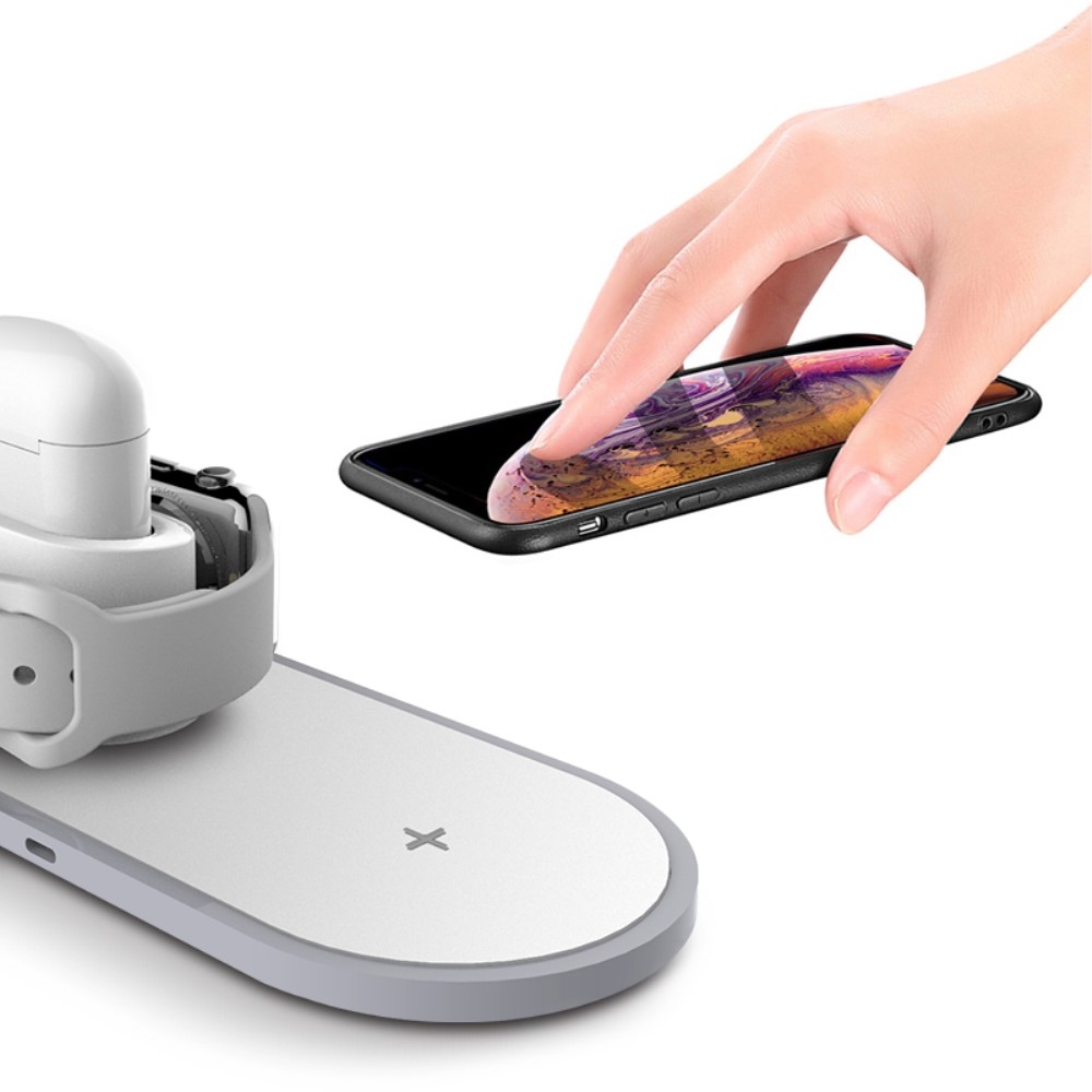 (20W) 3in1 Multifunktions Fast Charge Qi Wireless Ladepad für iPhone / Apple Watch / AirPods Ladeanschluss - Weiss