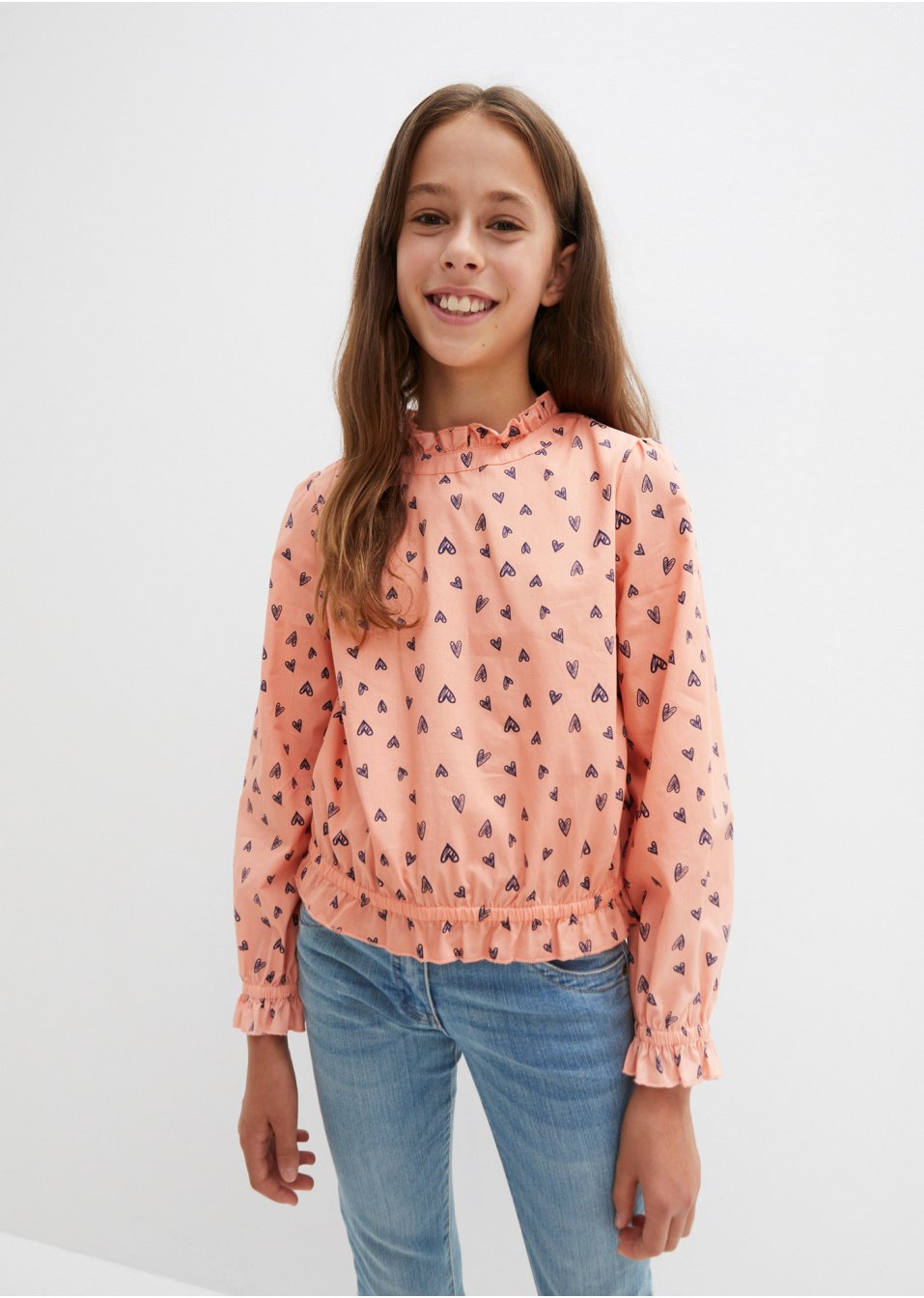 Blouse fille à col montant