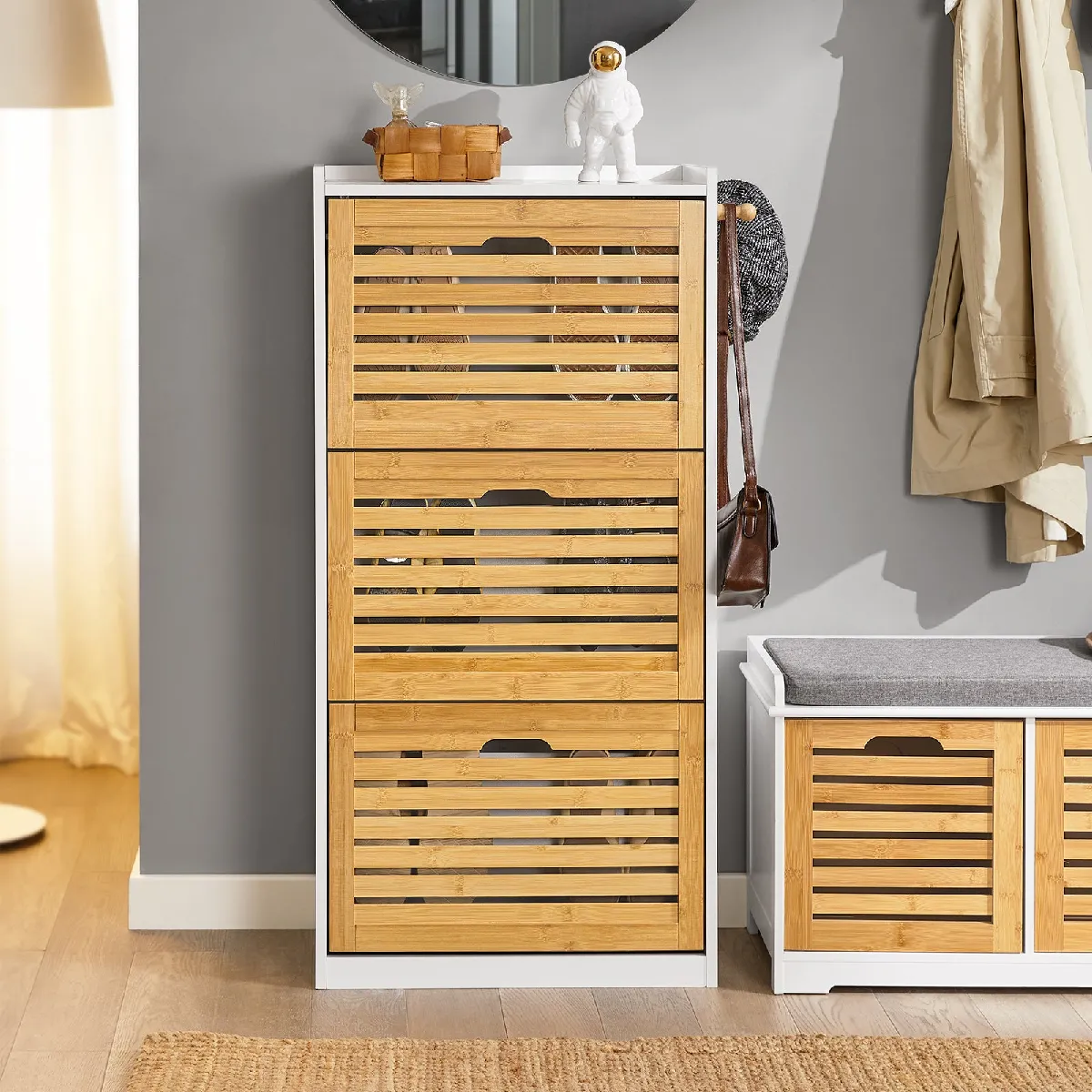 SoBuy FSR108-WN Armoire à chaussures 3 abattants