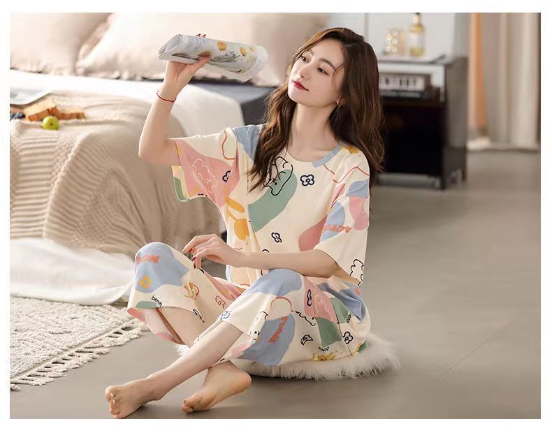 Tonni's - Pyjamaset: T-shirt met cartoonprint en elleboogmouwen + broek