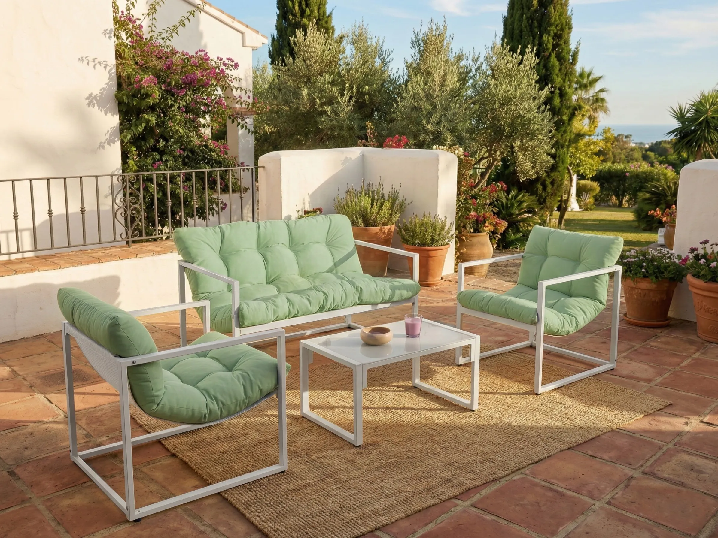Loungeset met tafel 4-zits GARDA Metaal Groen