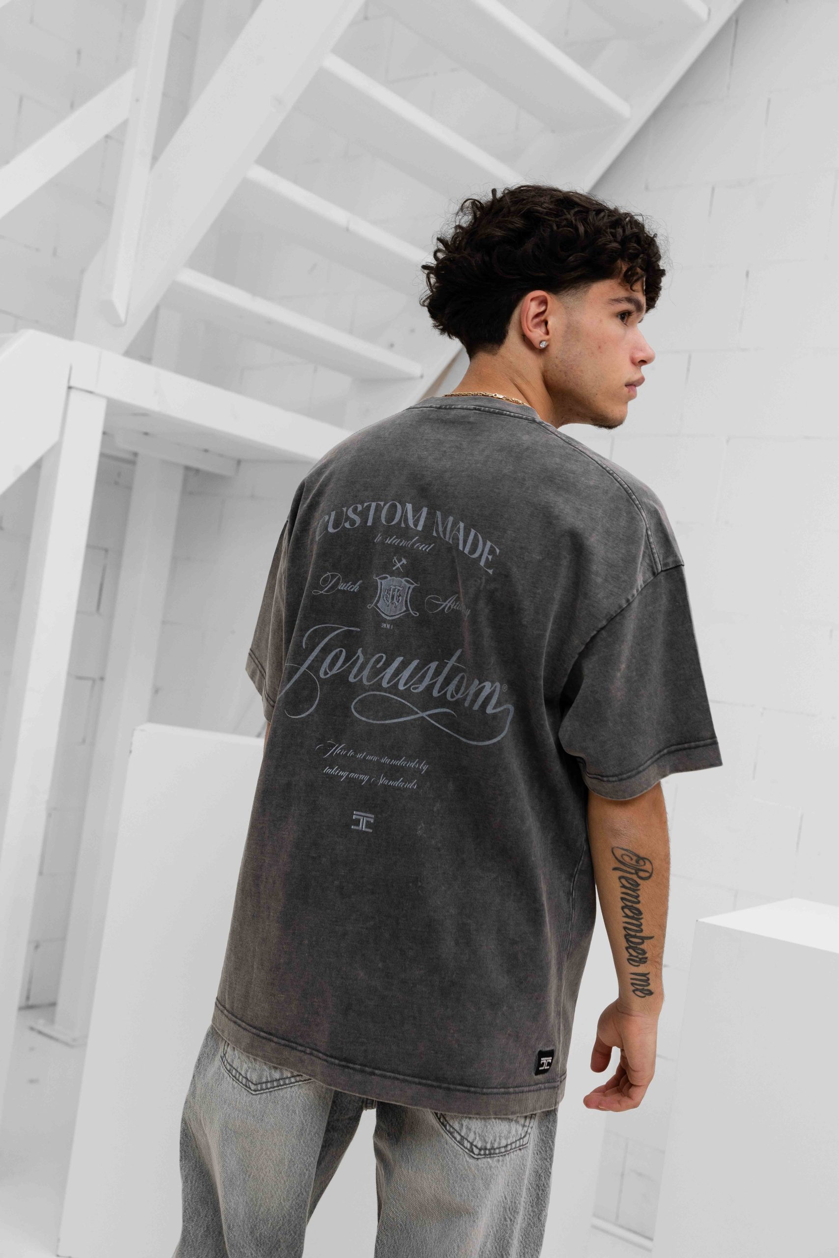 Jorcustom Handscript Loose Fit T-Shirt Heren Donkergrijs